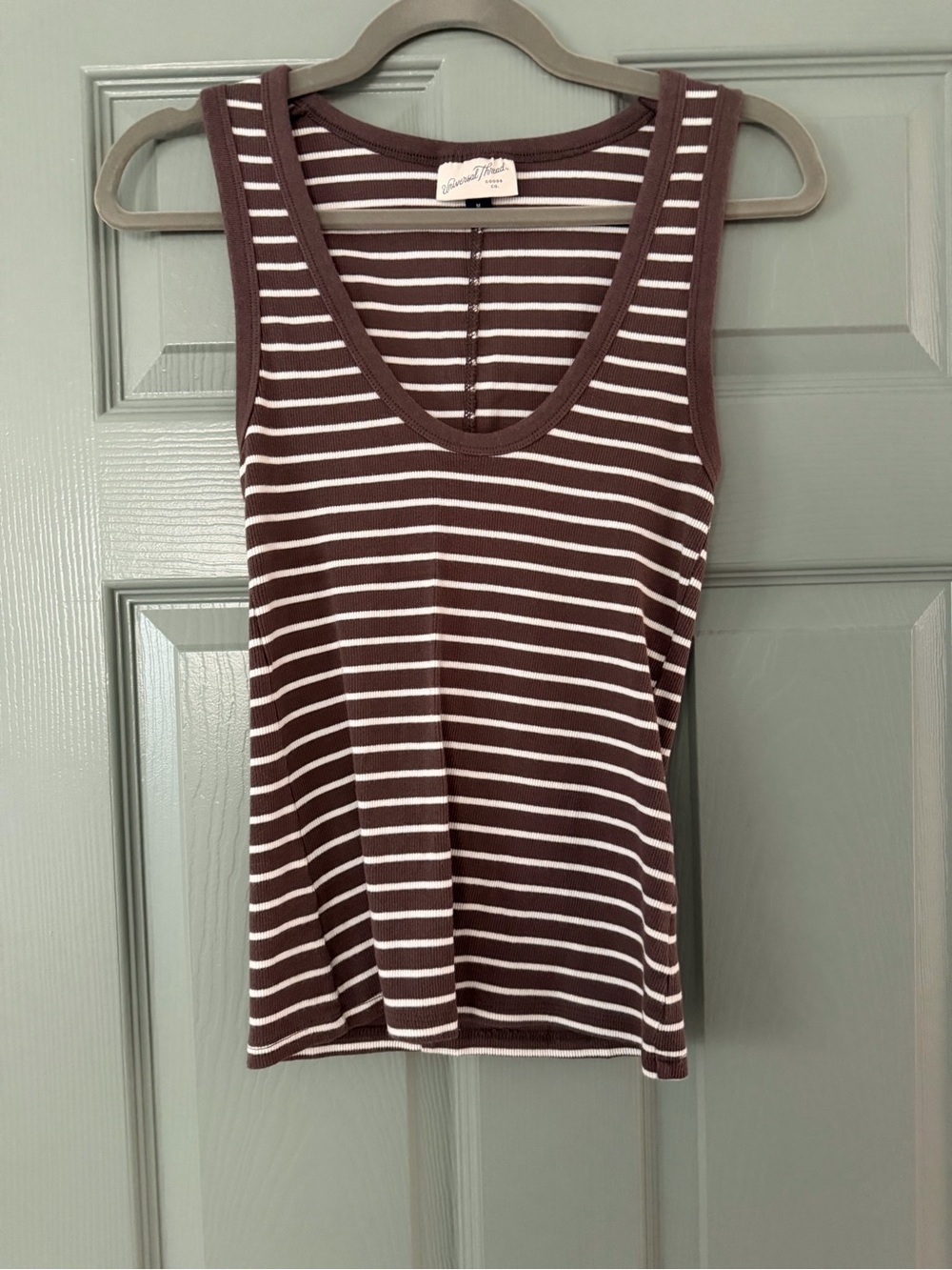 Madewell Chocolate Brown & White Striped Tank